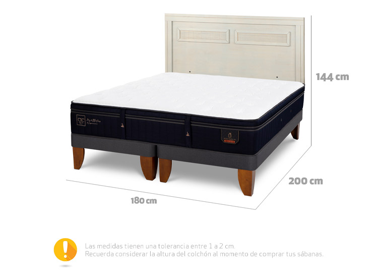 JUEGO DE DORMITORIO CIC CAMA EUROPEA SUPER PREMIUM KING + RESPALDO MILAN ALPINO - 3