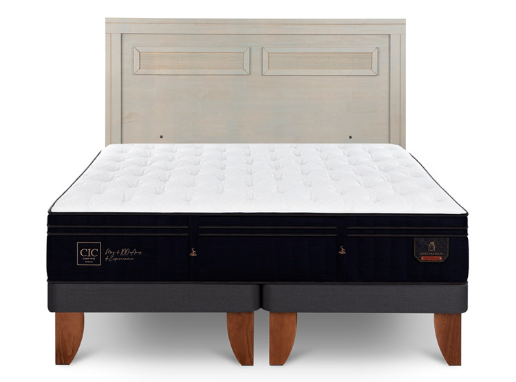 JUEGO DE DORMITORIO CIC CAMA EUROPEA SUPER PREMIUM KING + RESPALDO MILAN ALPINO - 1