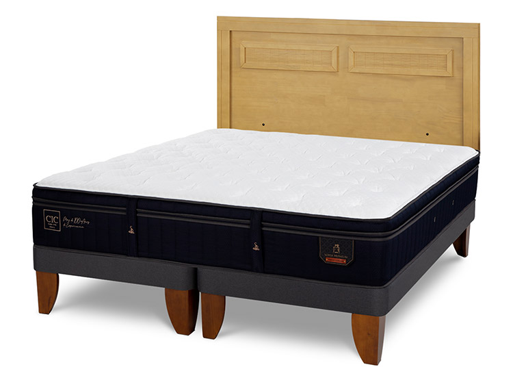 JUEGO DE DORMITORIO CIC CAMA EUROPEA SUPER PREMIUM KING + RESPALDO MILAN MOSTAZA - 2