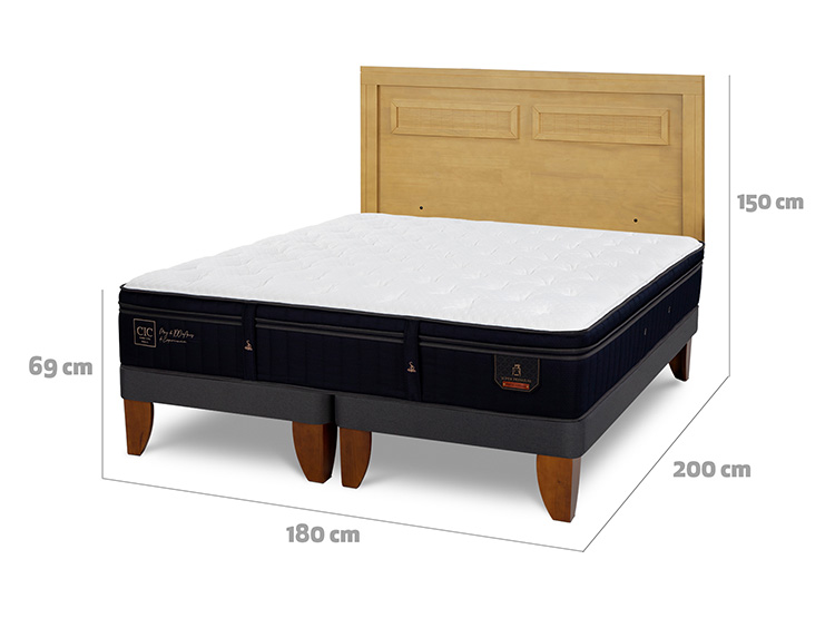 JUEGO DE DORMITORIO CIC CAMA EUROPEA SUPER PREMIUM KING + RESPALDO MILAN MOSTAZA - 3