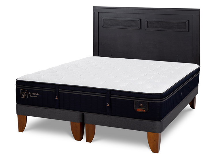 JUEGO DE DORMITORIO CIC CAMA EUROPEA SUPER PREMIUM BD 2 PLAZAS + RESPALDO MILAN NEGRO - 2