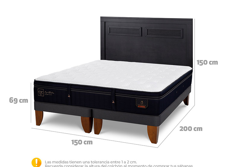 JUEGO DE DORMITORIO CIC CAMA EUROPEA SUPER PREMIUM BD 2 PLAZAS + RESPALDO MILAN NEGRO - 3