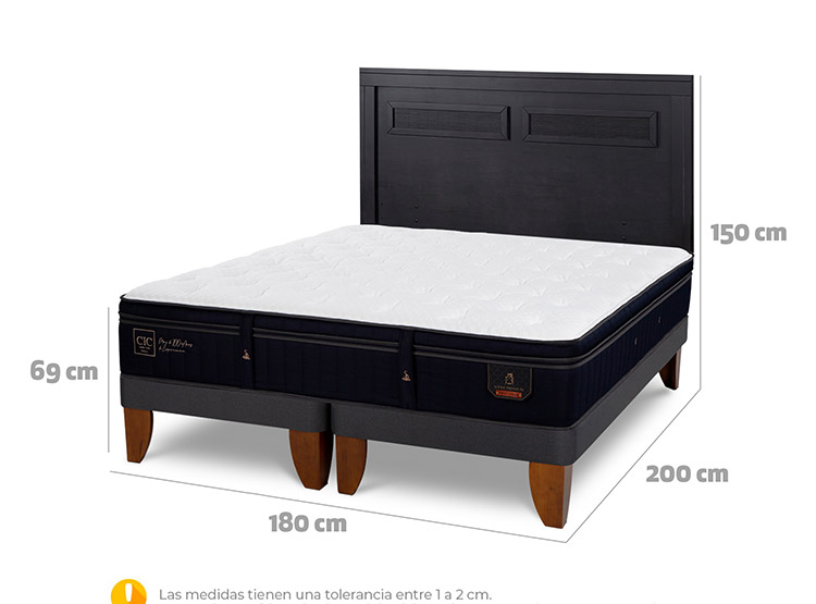 JUEGO DE DORMITORIO CIC CAMA EUROPEA SUPER PREMIUM KING + RESPALDO MILAN NEGRO - 3