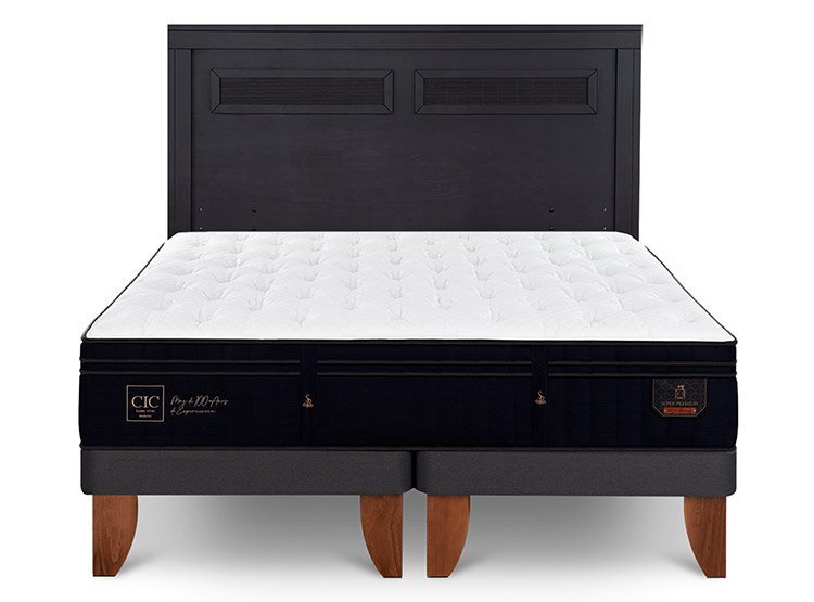 JUEGO DE DORMITORIO CIC CAMA EUROPEA SUPER PREMIUM KING + RESPALDO MILAN NEGRO - 1