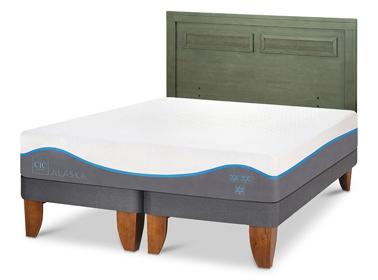 JUEGO DE DORMITORIO CIC CAMA EUROPEA ALASKA BD 2 PLAZAS + RESPALDO MILAN OLIVO - 2