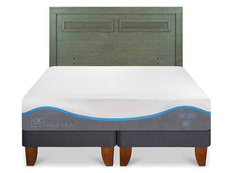 JUEGO DE DORMITORIO CIC CAMA EUROPEA ALASKA BD 2 PLAZAS + RESPALDO MILAN OLIVO - 1