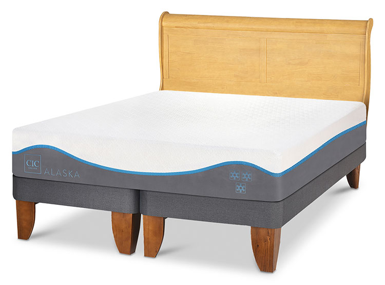 JUEGO DE DORMITORIO CIC CAMA EUROPEA ALASKA BD 2 PLAZAS + RESPALDO MIRO MOSTAZA - 2