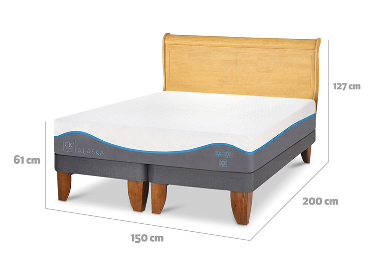 JUEGO DE DORMITORIO CIC CAMA EUROPEA ALASKA BD 2 PLAZAS + RESPALDO MIRO MOSTAZA - 3