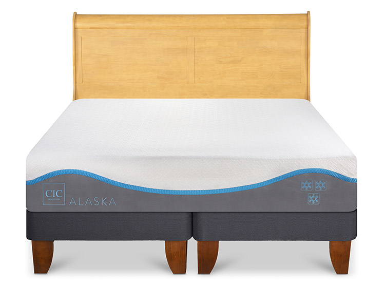 JUEGO DE DORMITORIO CIC CAMA EUROPEA ALASKA BD 2 PLAZAS + RESPALDO MIRO MOSTAZA - 1