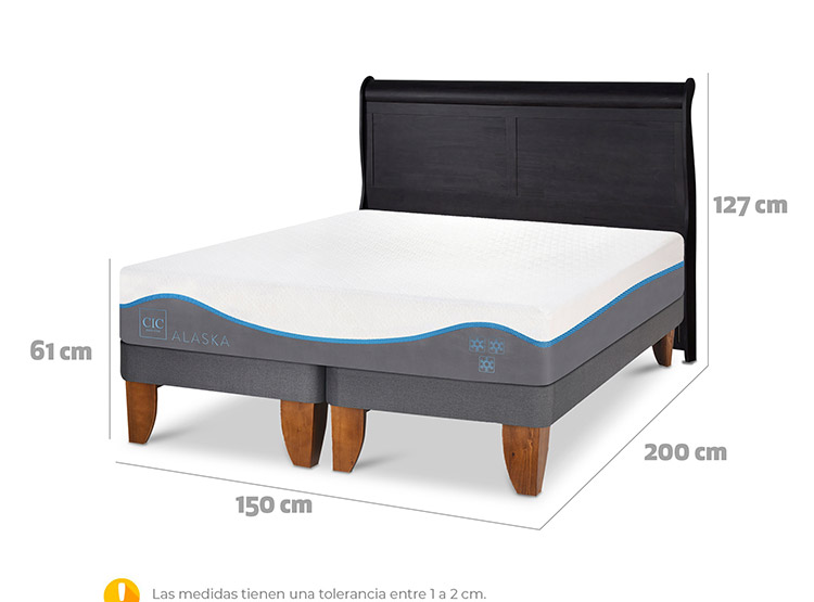 JUEGO DE DORMITORIO CIC CAMA EUROPEA ALASKA BD 2 PLAZAS + RESPALDO MIRO NEGRO - 3