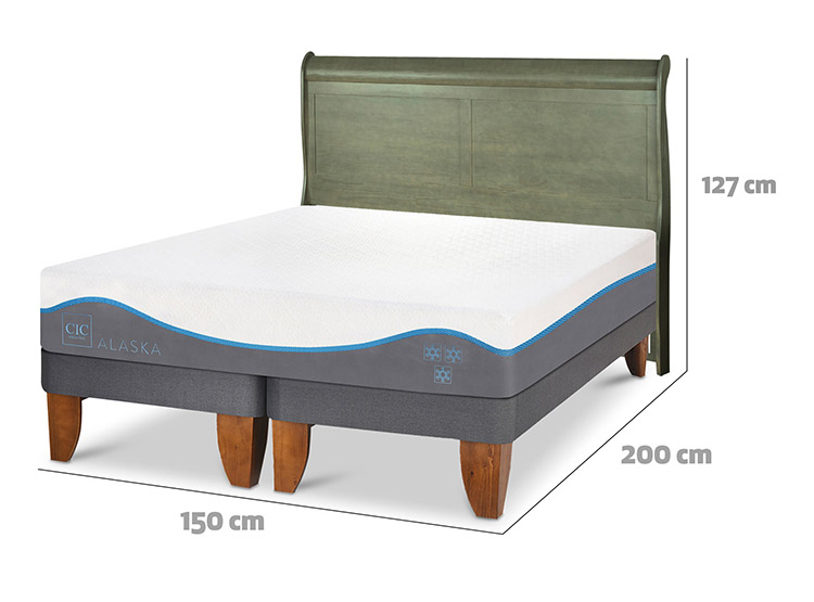JUEGO DE DORMITORIO CIC CAMA EUROPEA ALASKA BD 2 PLAZAS + RESPALDO MIRO OLIVO - 3