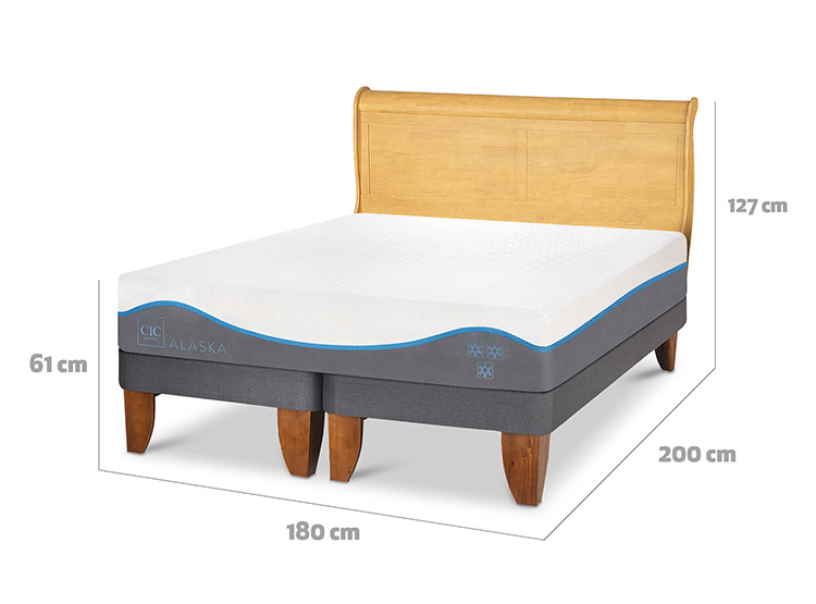 JUEGO DE DORMITORIO CIC CAMA EUROPEA ALASKA KING + RESPALDO MIRO MOSTAZA - 3