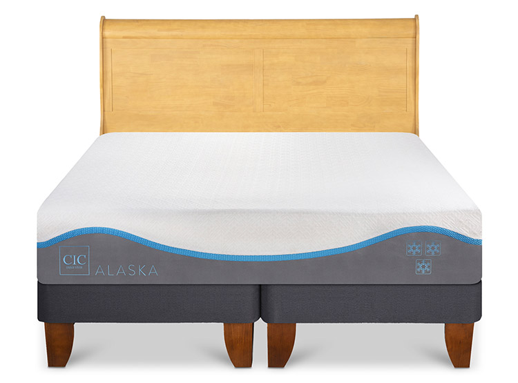 JUEGO DE DORMITORIO CIC CAMA EUROPEA ALASKA KING + RESPALDO MIRO MOSTAZA - 1