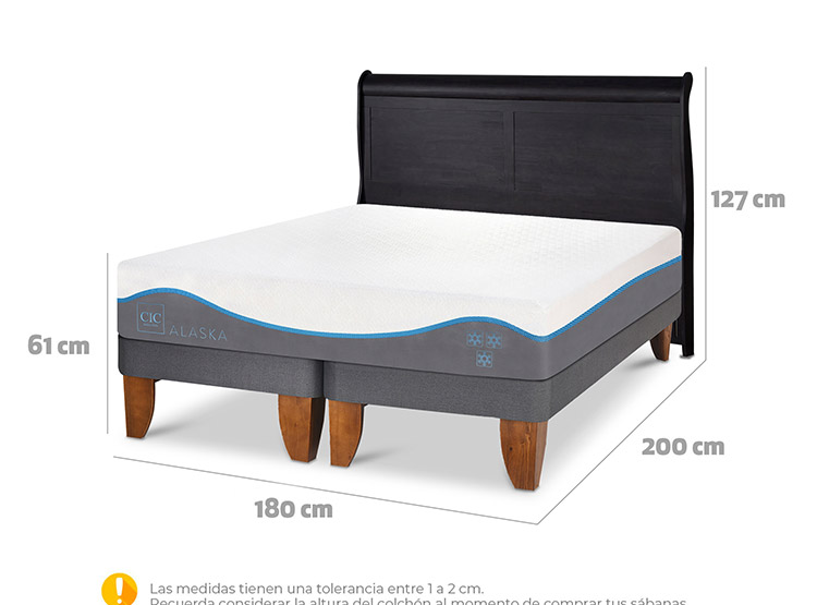 JUEGO DE DORMITORIO CIC CAMA EUROPEA ALASKA KING + RESPALDO MIRO NEGRO - 3