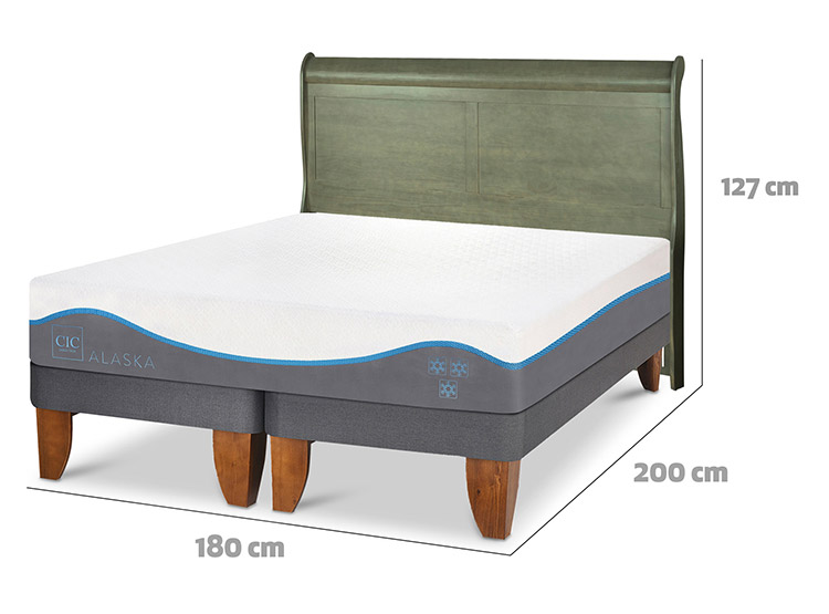 JUEGO DE DORMITORIO CIC CAMA EUROPEA ALASKA KING + RESPALDO MIRO OLIVO - 3