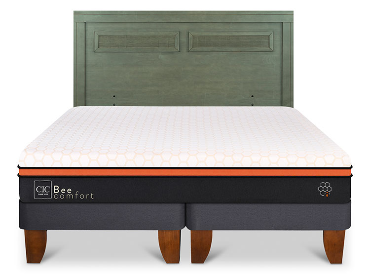 JUEGO DE DORMITORIO CIC CAMA EUROPEA BEE COMFORT BD 2 PLAZAS + RESPALDO MILAN OLIVO - 1