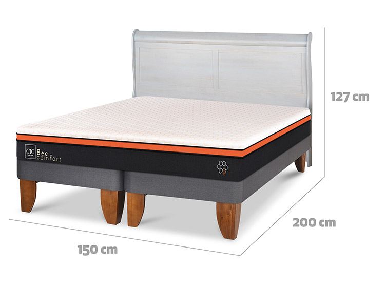 JUEGO DE DORMITORIO CIC CAMA EUROPEA BEE COMFORT BD 2 PLAZAS + RESPALDO MIRO ALPINO - 3