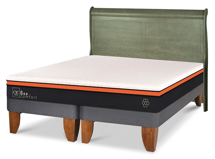 JUEGO DE DORMITORIO CIC CAMA EUROPEA BEE COMFORT BD 2 PLAZAS + RESPALDO MIRO OLIVO - 2