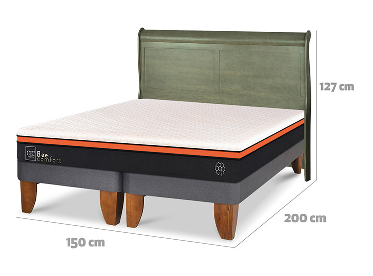 JUEGO DE DORMITORIO CIC CAMA EUROPEA BEE COMFORT BD 2 PLAZAS + RESPALDO MIRO OLIVO - 3