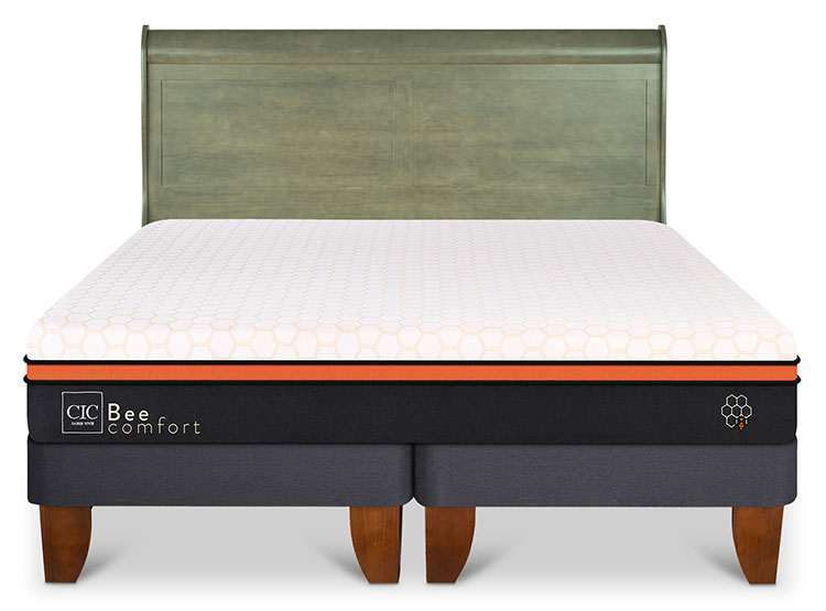 JUEGO DE DORMITORIO CIC CAMA EUROPEA BEE COMFORT BD 2 PLAZAS + RESPALDO MIRO OLIVO - 1
