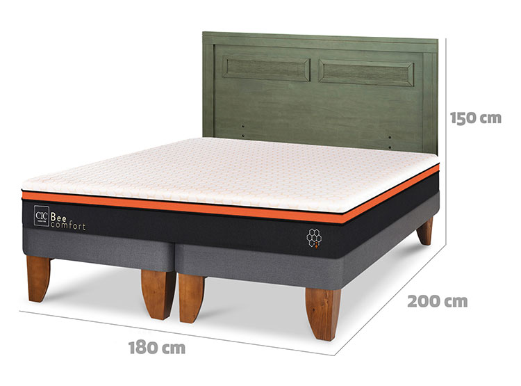 JUEGO DE DORMITORIO CIC CAMA EUROPEA BEE COMFORT KING + RESPALDO MILAN OLIVO - 3
