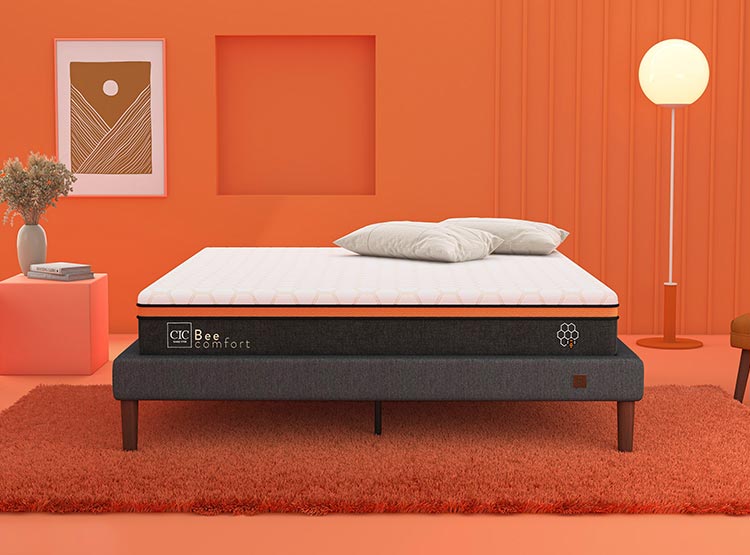 JUEGO DE DORMITORIO CIC CAMA EUROPEA BEE COMFORT KING + RESPALDO MIRO ALPINO - 10