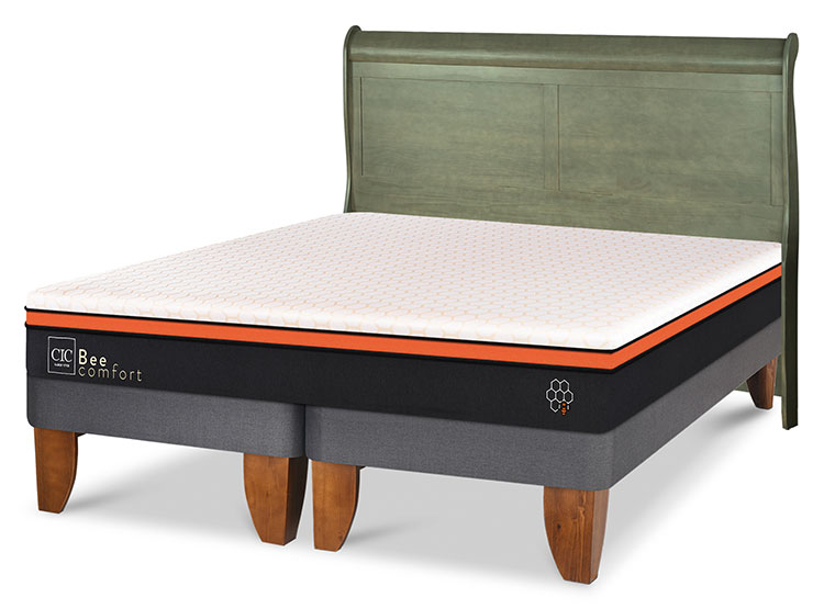 JUEGO DE DORMITORIO CIC CAMA EUROPEA BEE COMFORT KING + RESPALDO MIRO OLIVO - 2