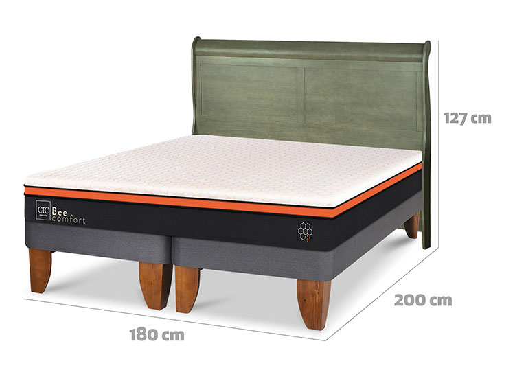 JUEGO DE DORMITORIO CIC CAMA EUROPEA BEE COMFORT KING + RESPALDO MIRO OLIVO - 3
