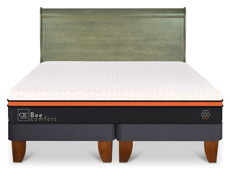 JUEGO DE DORMITORIO CIC CAMA EUROPEA BEE COMFORT KING + RESPALDO MIRO OLIVO - 1