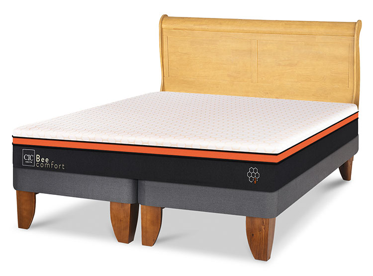 JUEGO DE DORMITORIO CIC CAMA EUROPEA BEE COMFORT BD 2 PLAZAS + RESPALDO MIRO MOSTAZA - 2