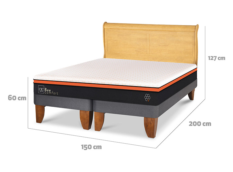 JUEGO DE DORMITORIO CIC CAMA EUROPEA BEE COMFORT BD 2 PLAZAS + RESPALDO MIRO MOSTAZA - 3