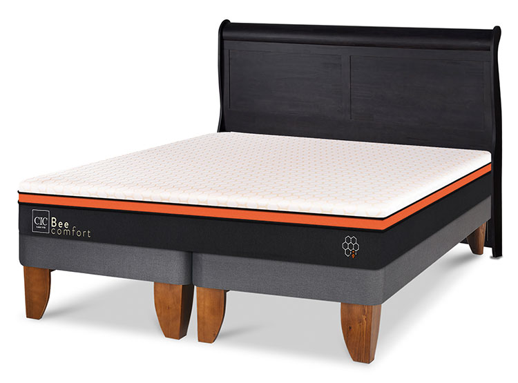 JUEGO DE DORMITORIO CIC CAMA EUROPEA BEE COMFORT BD 2 PLAZAS + RESPALDO MIRO NEGRO - 2