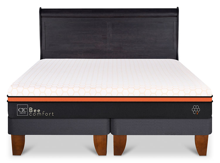 JUEGO DE DORMITORIO CIC CAMA EUROPEA BEE COMFORT BD 2 PLAZAS + RESPALDO MIRO NEGRO - 1