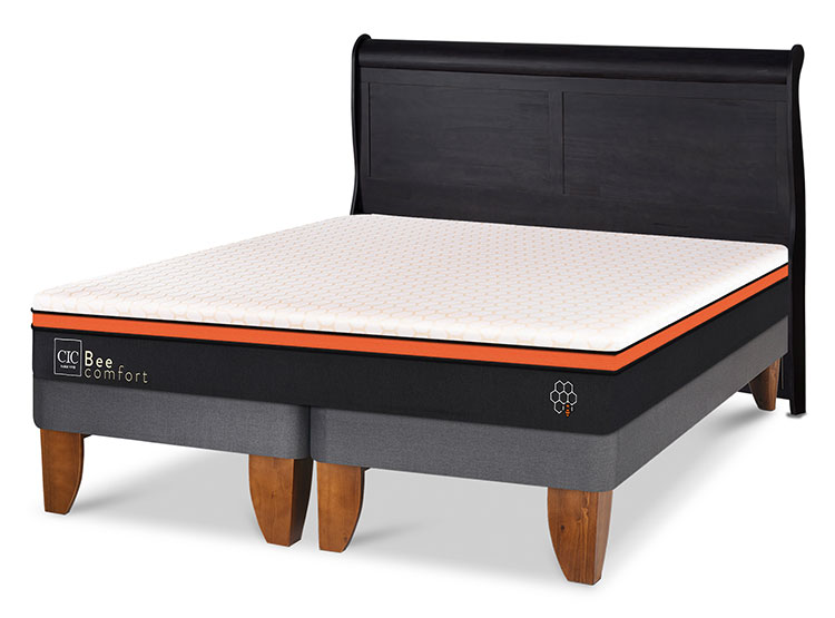 JUEGO DE DORMITORIO CIC CAMA EUROPEA BEE COMFORT KING + RESPALDO MIRO NEGRO - 2