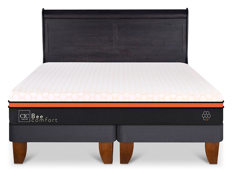 JUEGO DE DORMITORIO CIC CAMA EUROPEA BEE COMFORT KING + RESPALDO MIRO NEGRO - 1