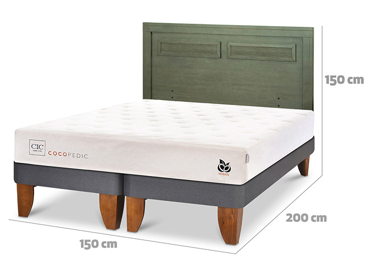 JUEGO DE DORMITORIO CIC CAMA EUROPEA COCOPEDIC BD 2 PLAZAS + RESPALDO MILAN OLIVO - 3