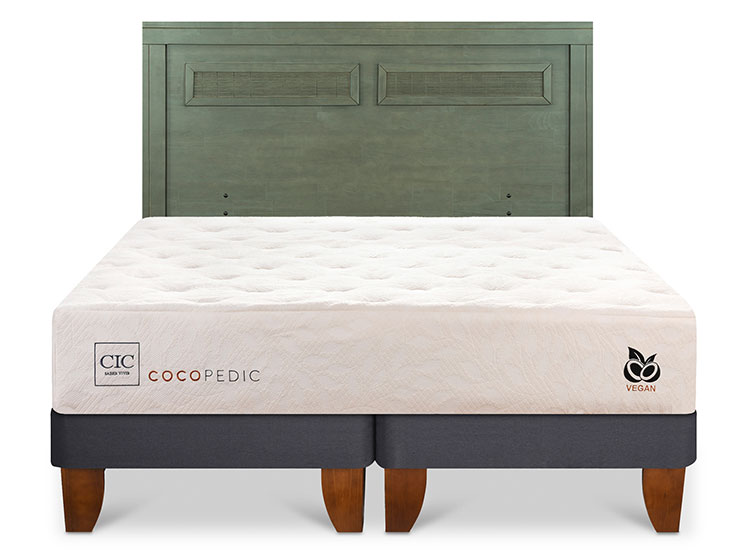 JUEGO DE DORMITORIO CIC CAMA EUROPEA COCOPEDIC BD 2 PLAZAS + RESPALDO MILAN OLIVO - 1