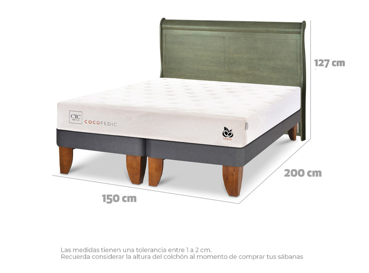 JUEGO DE DORMITORIO CIC CAMA EUROPEA COCOPEDIC BD 2 PLAZAS + RESPALDO MIRO OLIVO - 3