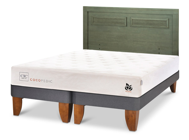 JUEGO DE DORMITORIO CIC CAMA EUROPEA COCOPEDIC KING + RESPALDO MILAN OLIVO - 2