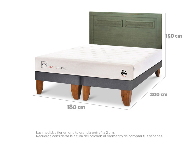 JUEGO DE DORMITORIO CIC CAMA EUROPEA COCOPEDIC KING + RESPALDO MILAN OLIVO - 3