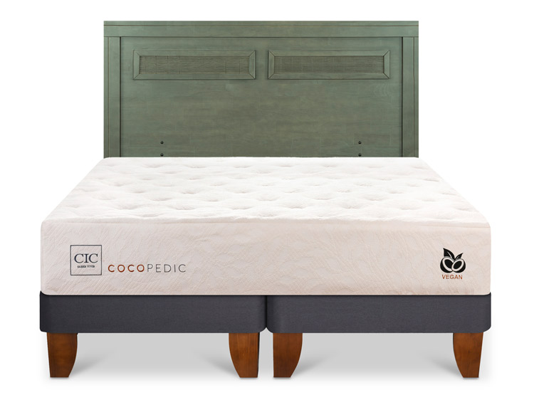 JUEGO DE DORMITORIO CIC CAMA EUROPEA COCOPEDIC KING + RESPALDO MILAN OLIVO - 1