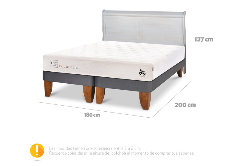 JUEGO DE DORMITORIO CIC CAMA EUROPEA COCOPEDIC KING + RESPALDO MIRO ALPINO - 3