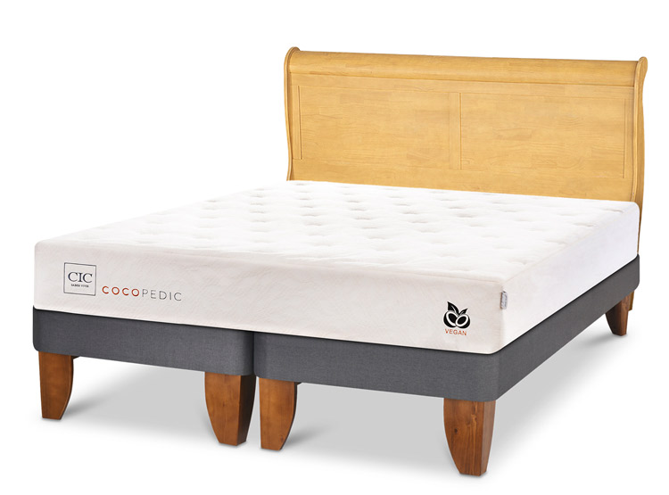 JUEGO DE DORMITORIO CIC CAMA EUROPEA COCOPEDIC KING + RESPALDO MIRO MOSTAZA - 2
