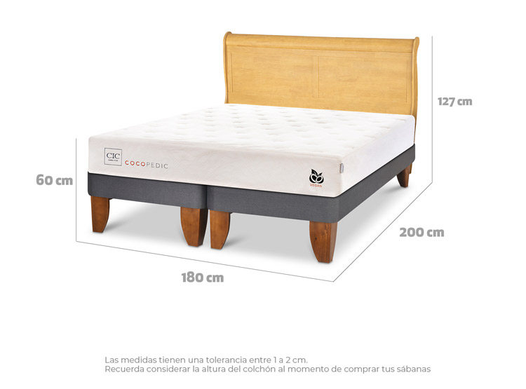 JUEGO DE DORMITORIO CIC CAMA EUROPEA COCOPEDIC KING + RESPALDO MIRO MOSTAZA - 3