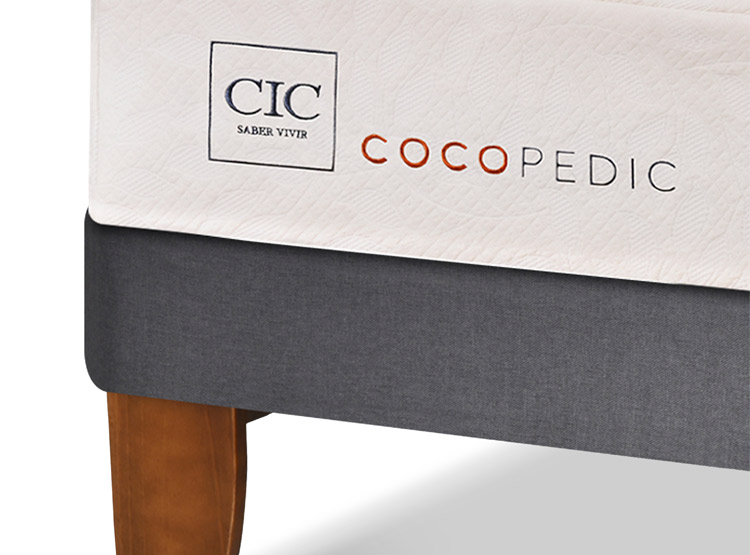 JUEGO DE DORMITORIO CIC CAMA EUROPEA COCOPEDIC KING + RESPALDO MIRO MOSTAZA - 5