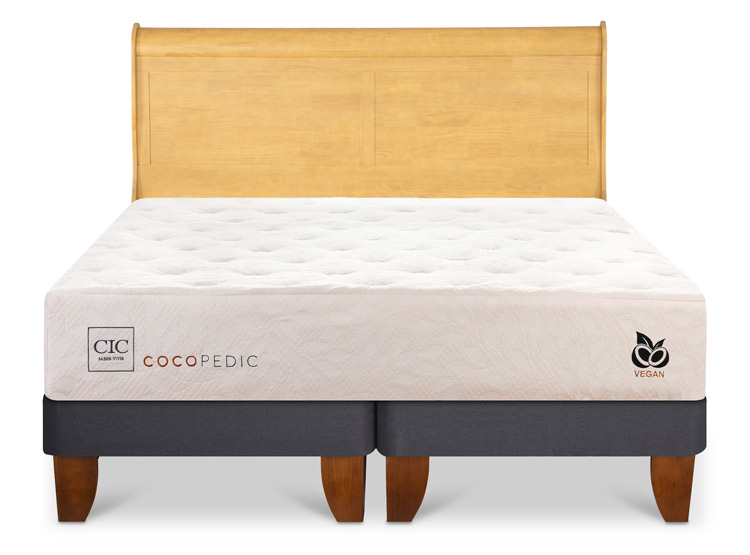 JUEGO DE DORMITORIO CIC CAMA EUROPEA COCOPEDIC KING + RESPALDO MIRO MOSTAZA - 1