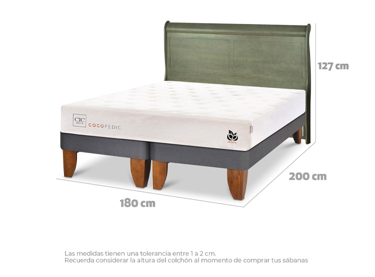 JUEGO DE DORMITORIO CIC CAMA EUROPEA COCOPEDIC KING + RESPALDO MIRO OLIVO - 3