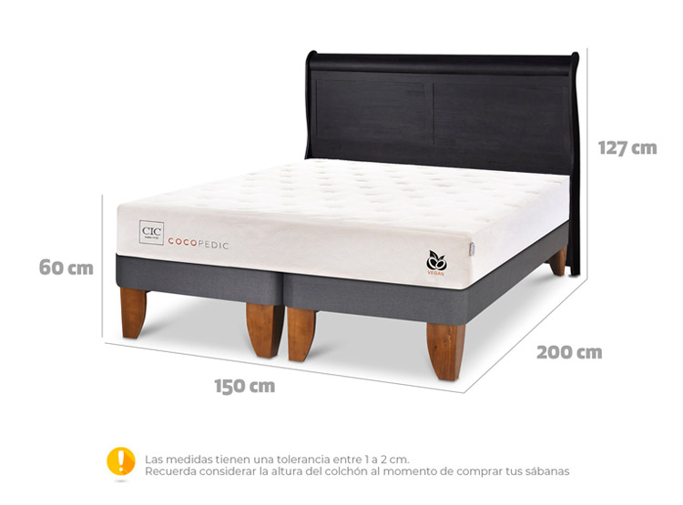 JUEGO DE DORMITORIO CIC CAMA EUROPEA COCOPEDIC C BD 2 PLAZAS + RESPALDO MIRO NEGRO - 3