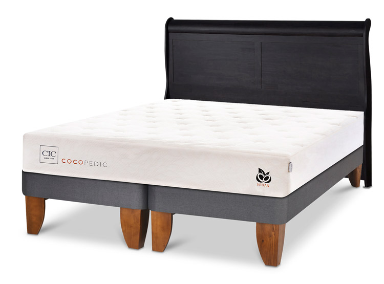 JUEGO DE DORMITORIO CIC CAMA EUROPEA COCOPEDIC C KING + RESPALDO MIRO NEGRO - 2