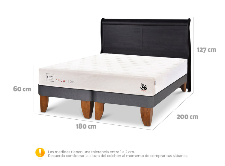 JUEGO DE DORMITORIO CIC CAMA EUROPEA COCOPEDIC C KING + RESPALDO MIRO NEGRO - 3